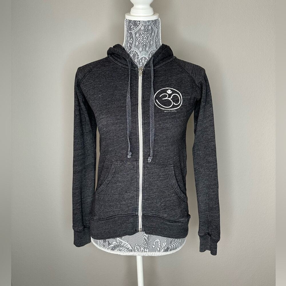 SPIRITUAL GANGSTER Peace Love and Yoga Om Zip Up French Terry Hoodie Size Small